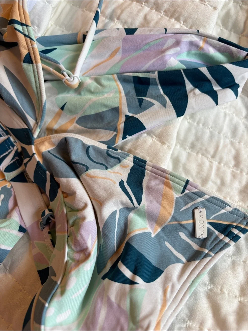Roxy Floral Print Bikini Set in Cream, Blue, Green, Lavender lined 2 piece set